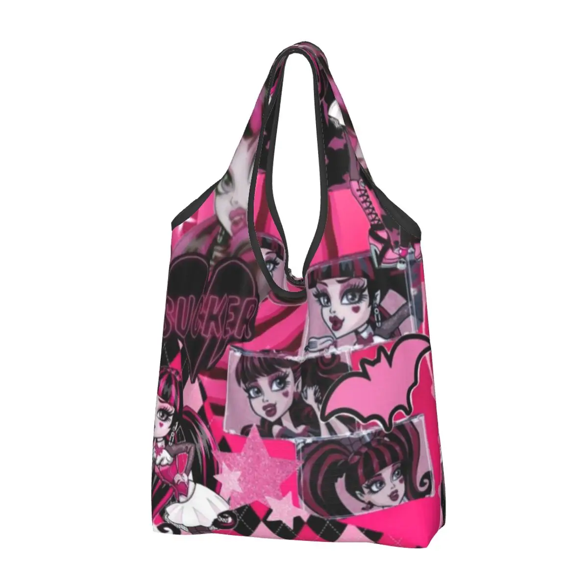 

Reusable Monster High Shopping Bags for Groceries Foldable Grocery Bags Washable Large Tote Bags