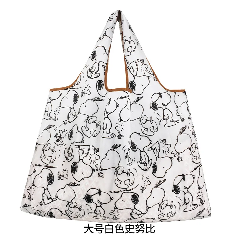 Snoopy Cartoon Foldable Shopping Bag Reusable Waterproof Polyester Big Size Thick Nylon Tote Portable Shoulder Women\'s Handbags