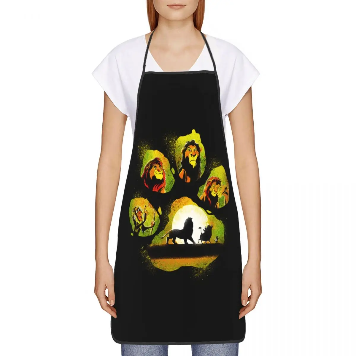 Custom The Lion King Simba Paw Apron for Women Men Unisex Bib Cartoon Movie Cooking Kitchen Tablier Cuisine Chef Baking