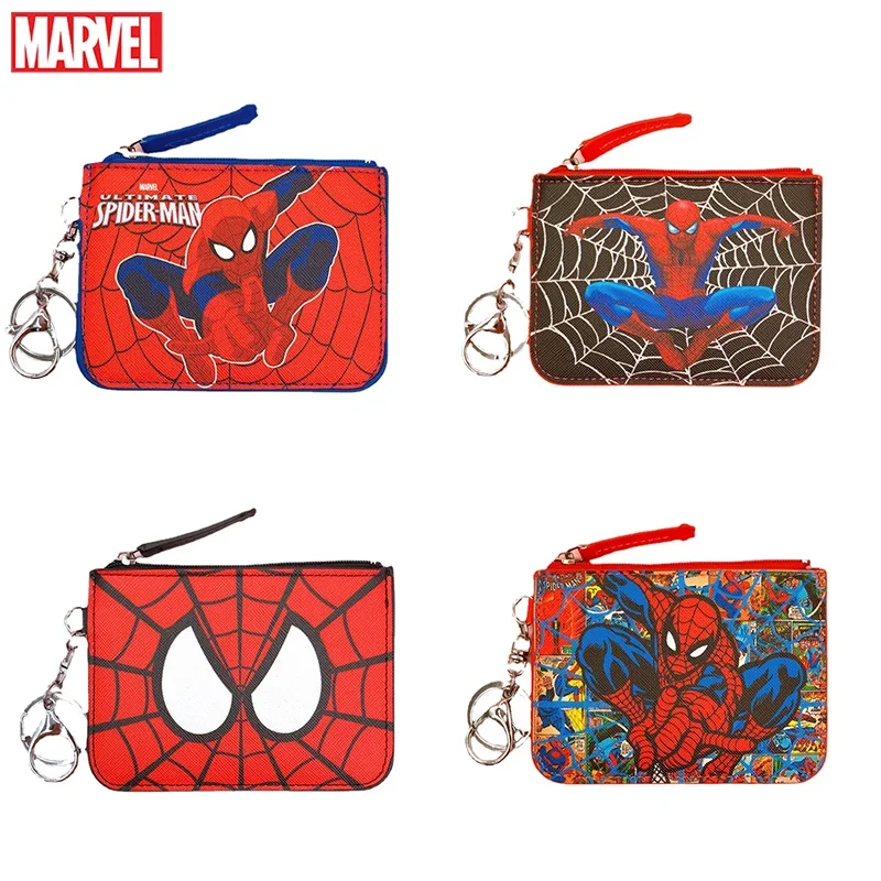 Marvel Anime Movies Spiderman Figures Coin Purse Student Card Bag Toys Cartoon Key Chain Boys Card Holders Keychains Kids Gifts