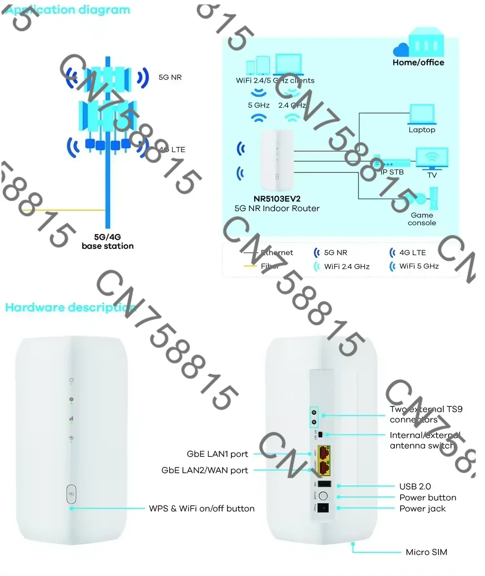 5G ZYXEL NR5103EV2 5G NR راوتر داخلي 4.7Gbps WiFi6,4G LTE Cat19 بطاقة Sim 5G WiFi CPE TS9 منافذ مفتوحة #6