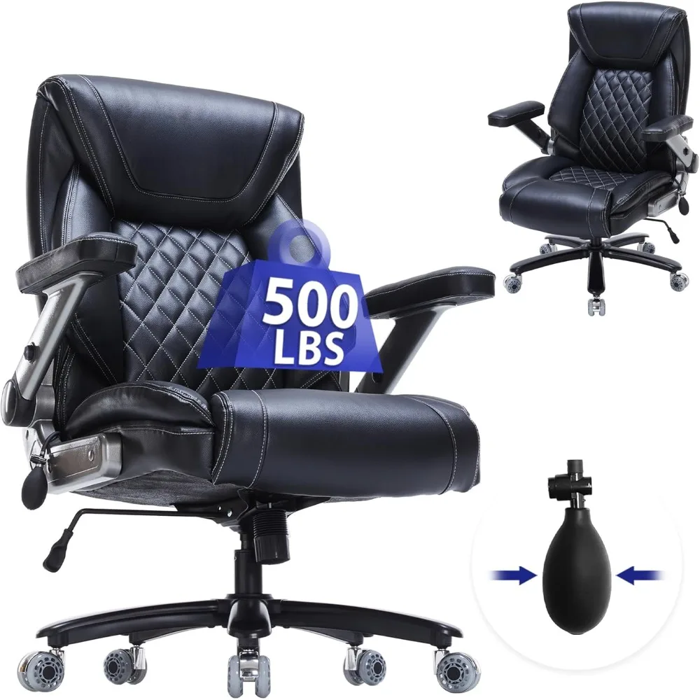 

500lbs Big and Tall Office Chair，4D Flip Up Armrest Ergonomic Office Chair with Adjustable Lumbar Support