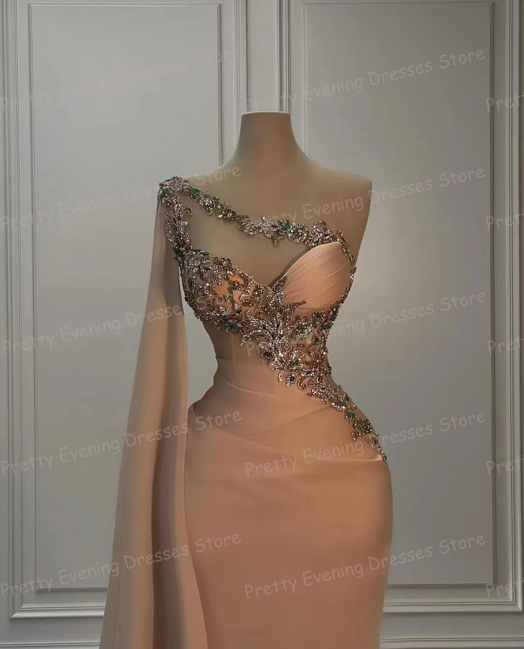 Moderne Holle Avondjurken Zeemeermin Dames Sexy Liefje Mouwloze Prom Jurken Sjaal Appliqueert Feest Mode Vestidos Noche