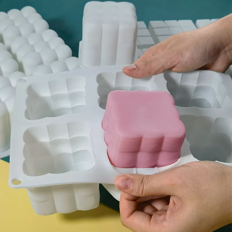 Non-stick 3D Cube Baking Mousse Cake Mold Silicone Square Bubble Dessert Baking Molds Kitchen Bakeware Candle Plaster Mould