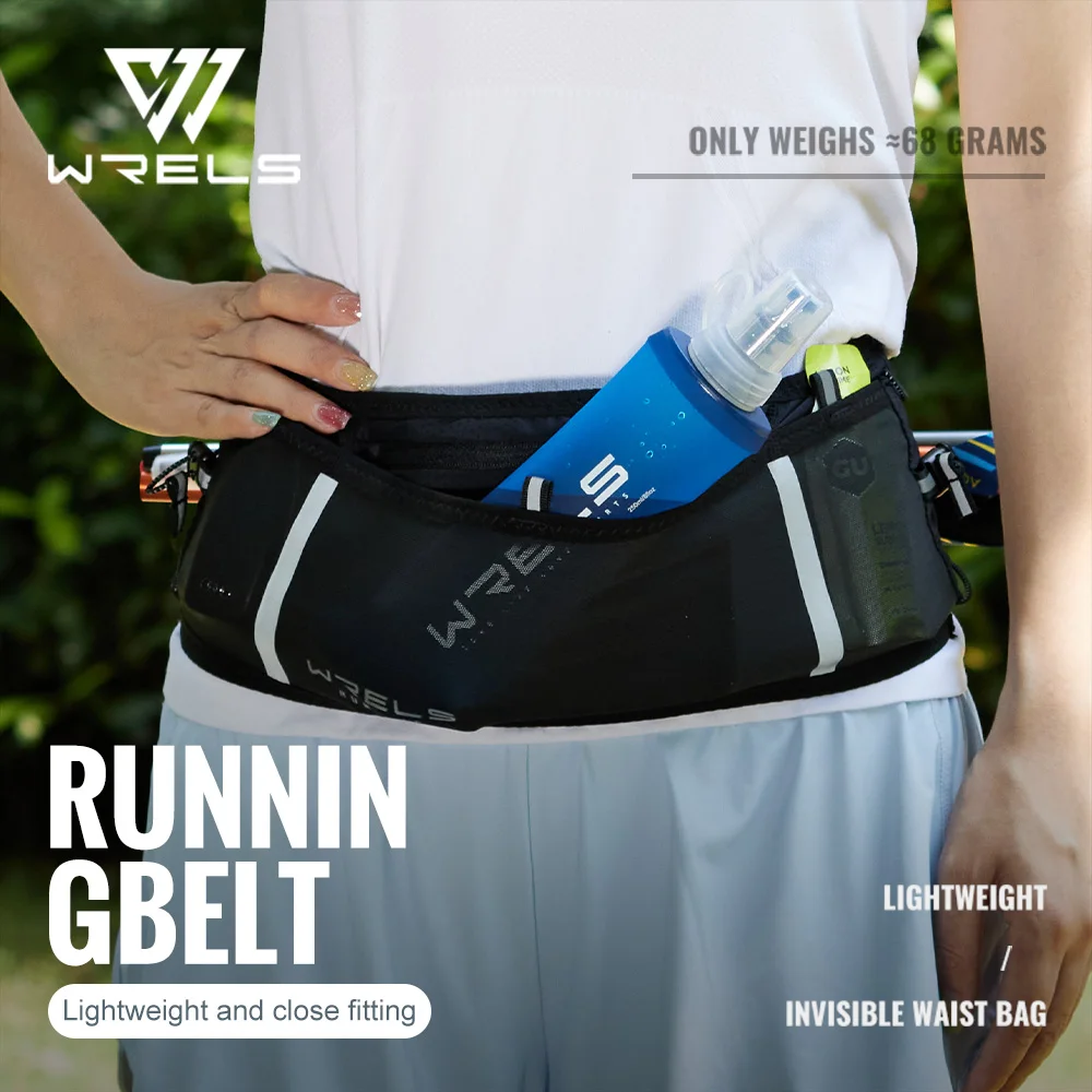 WRELS Invisible Elastic Waist Bag Unisex Waterproof Close Fitting Multi Function Fanny Pack Running Belt Marathon Cycling Bag