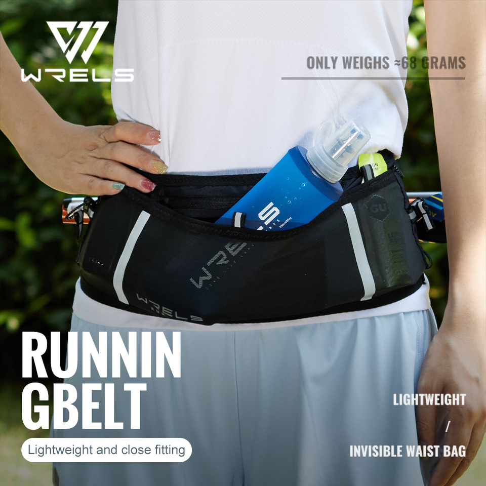  WRELS Invisible Elastic Waist Bag Unisex Waterproof Close Fitting Multi Function Fanny Pack Running Belt Marathon Cycling Bag 