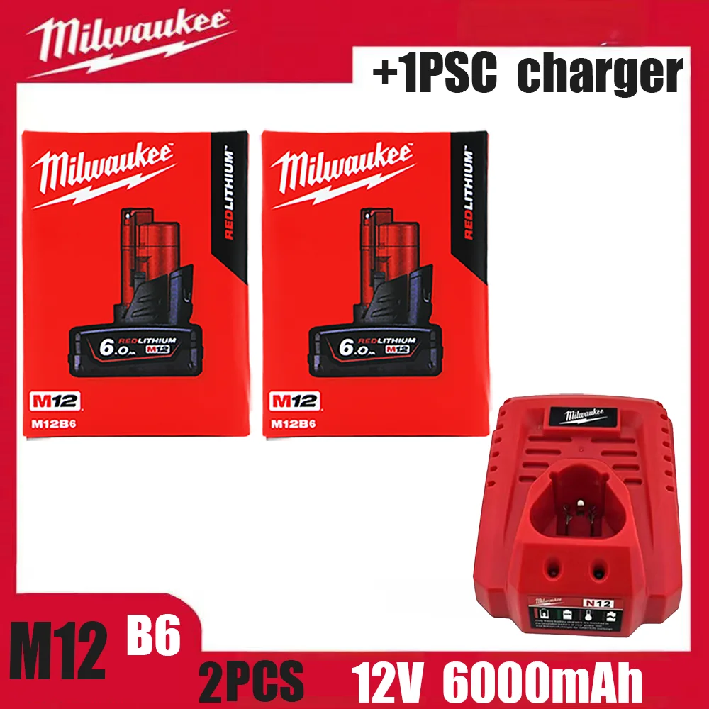 Baterie Milwaukee M12 12V originální lithiová baterie 5000mAh/6000mAh M1248-11-2401 48-11-242 M12B6 pro elektrické nářadí - náhled 2