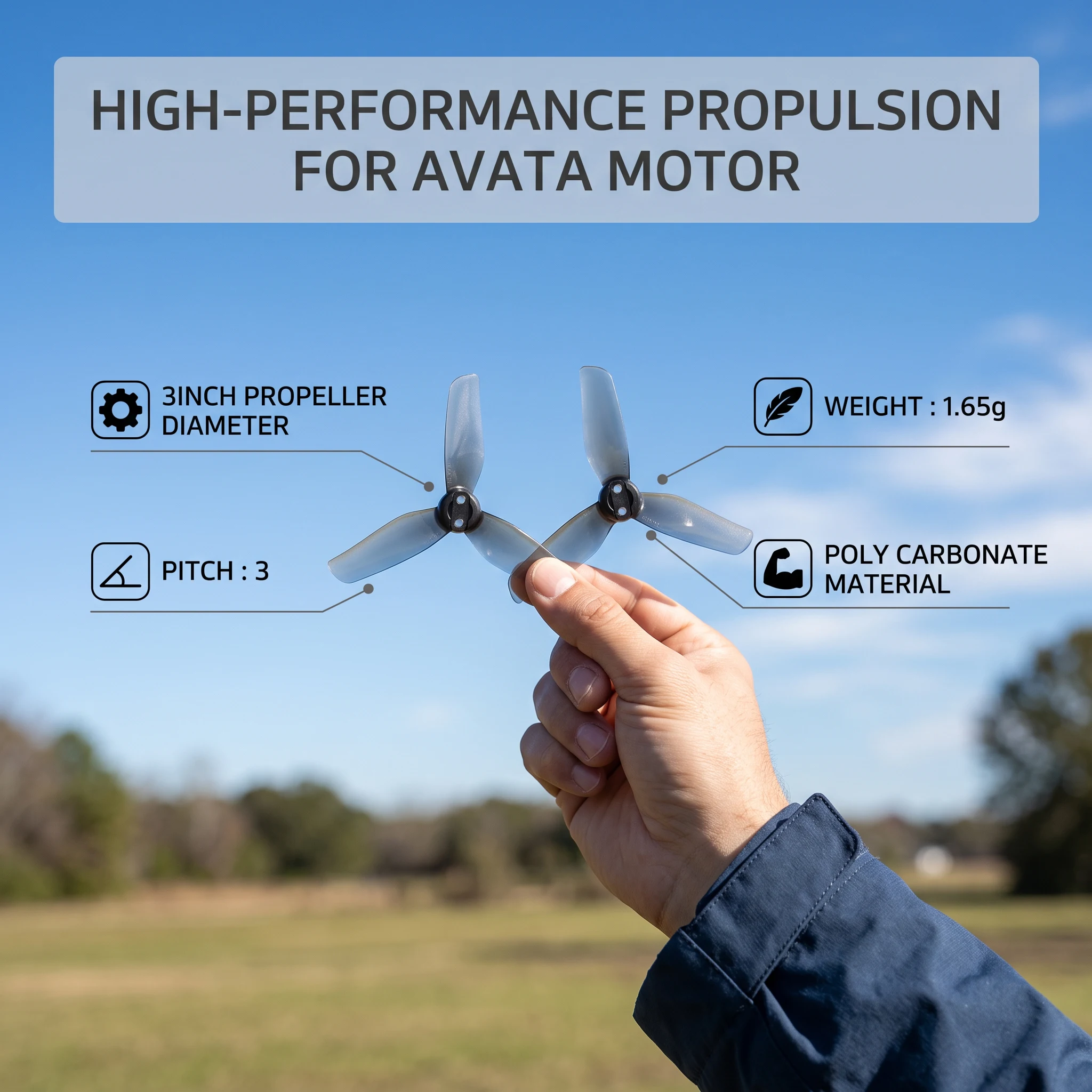 HQProp 3X3X3 Propeller 3Inch Grey Poly Carbonate Propeller Compatible DJI Avata 2 FPV Racing Drone Replacement Prop Parts