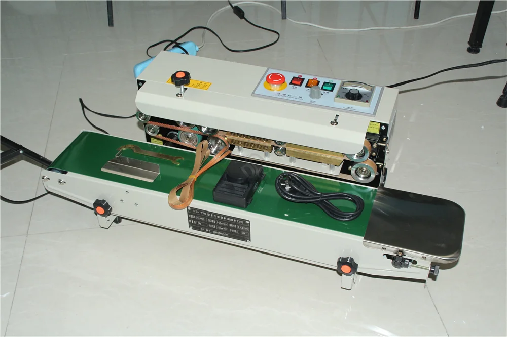 Máquina de sellado de película continua FR-770, sellador de banda, máquina de sellado de calor horizontal, paquete de bolsas de plástico