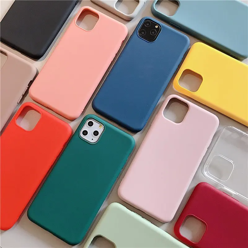 Pure Color silicone phone case for iphone 11 12 pro x xr xs max 12 mini se 2020 6 6s 7 8 Plus Frosted soft tpu cover