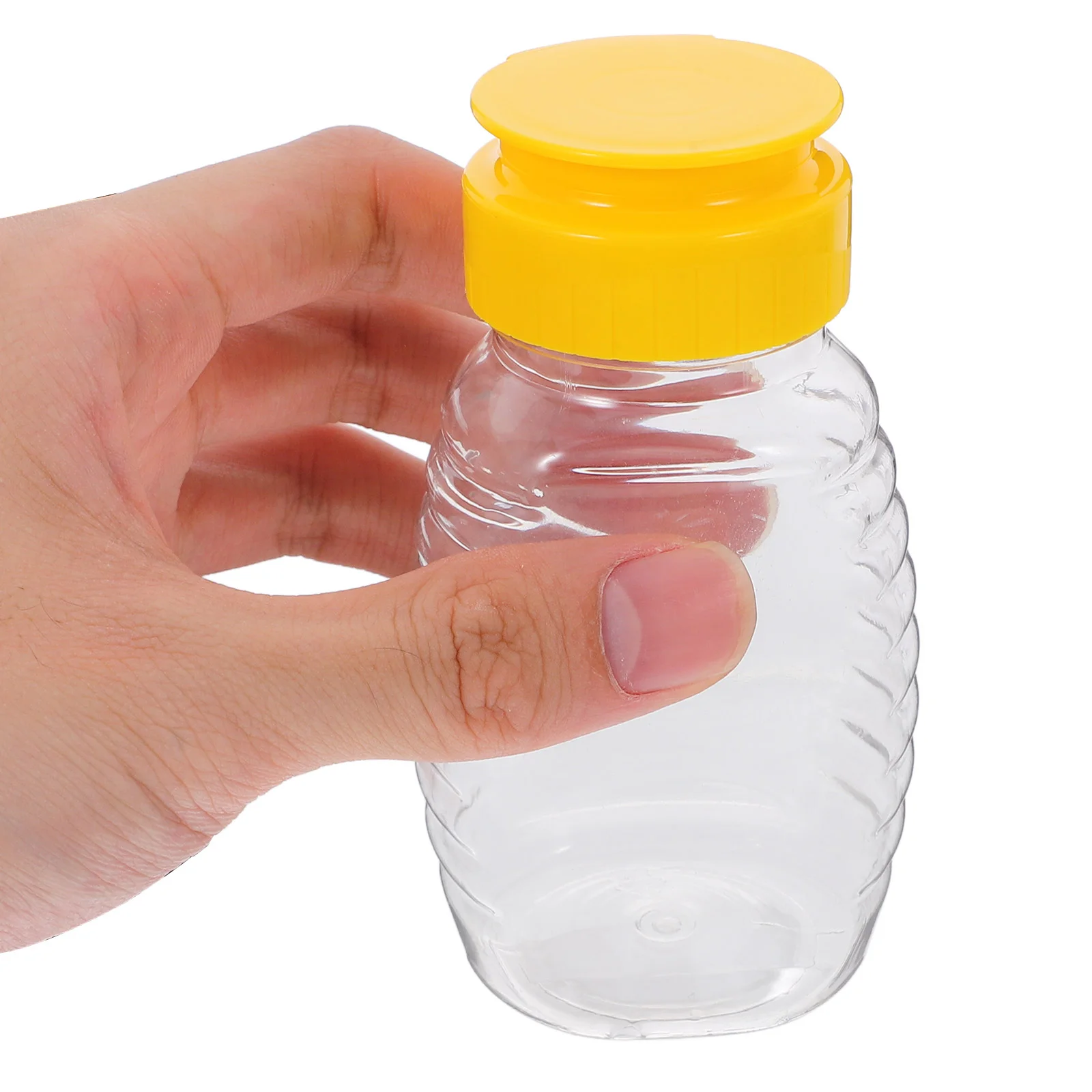 2 Pcs Honey Dispenser Empty Squeeze Bottle Mini Condiment Container Flat Transparent Jar Plastic Bottles with Lid