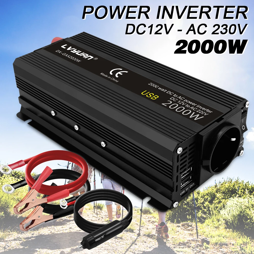高変換 12v DC AC パワーインバーターミニ 800 ワット 2200 ワット 24v 220v 車の電源インバーター