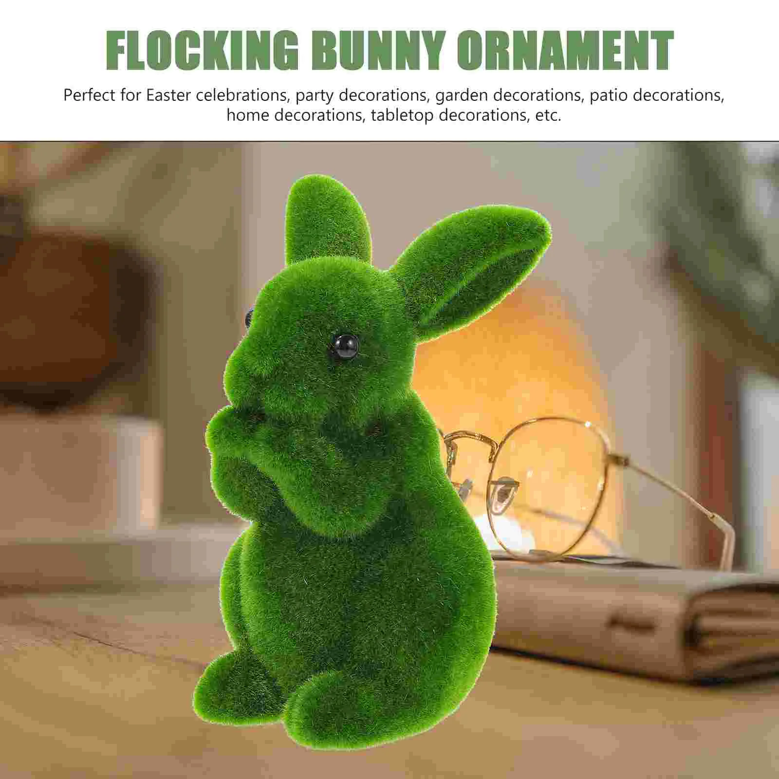 Simulated Rabbit Ornament Bunny Figurines Little Foo Garden Decor Small Animal Statue Decorate Flocking