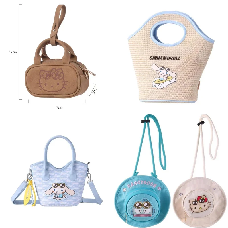 

Kt Cat Yugui Dog Summer Black Leather Collection Handbag Canvas Crossbody Bags Embroidered Anime Figure Small Bags Girls Gifts