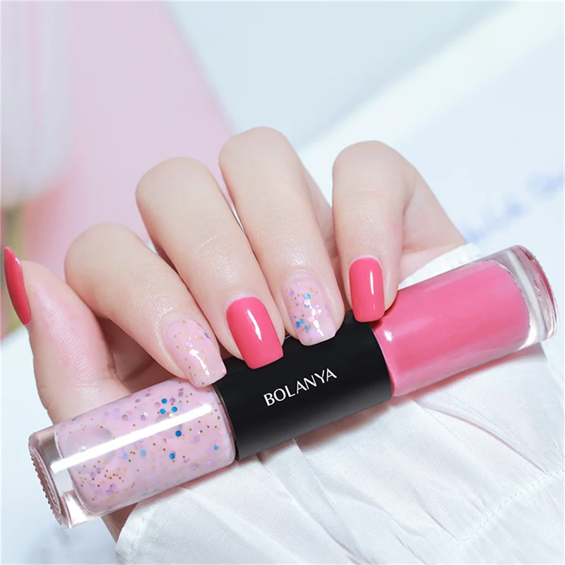 1pcs Nail Polish without Lamp Oily Double-headed Nail Polish Free Baking Quick Drying  Non-fading Net Red Sequin Nail  Polish