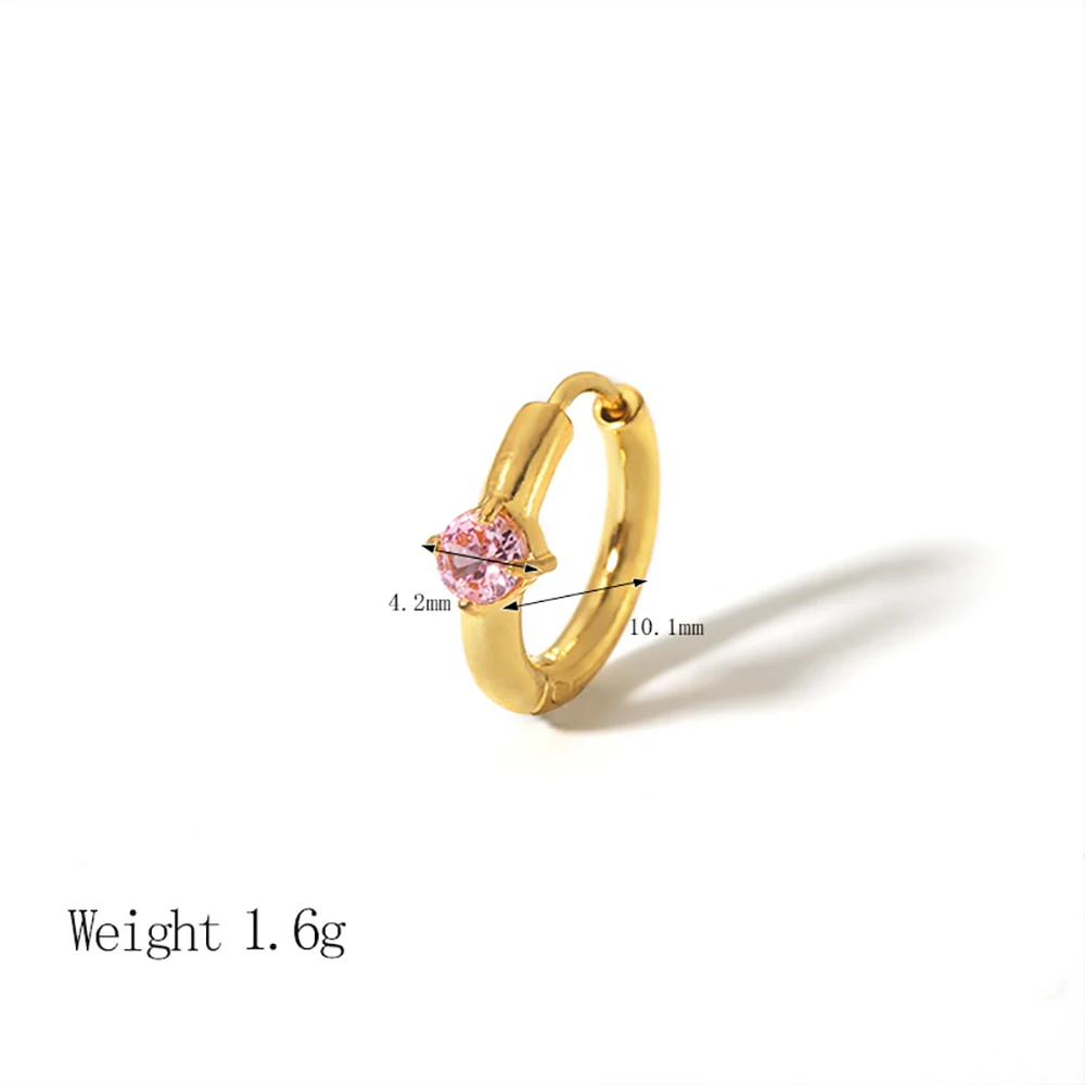 10 ملم زركونيا هوب أقراط للنساء الذهب اللون الفولاذ المقاوم للصدأ كريستال إسقاط أقراط #2