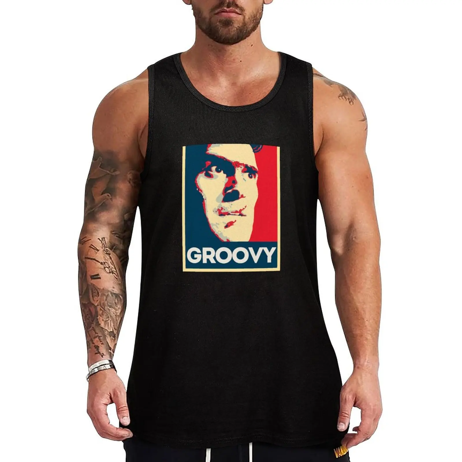 

Evil Dead Ash Williams Groovy Tank Top singlets for men mens gym clothes