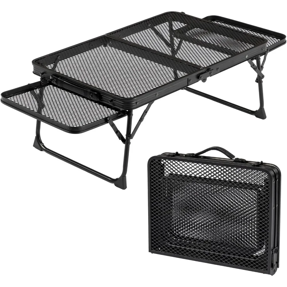 

3 ft Folding Grill Table, Portable Grill Stand Table, Folding Camping Table Adjutable Height Aluminum Camp Table Organizer Light
