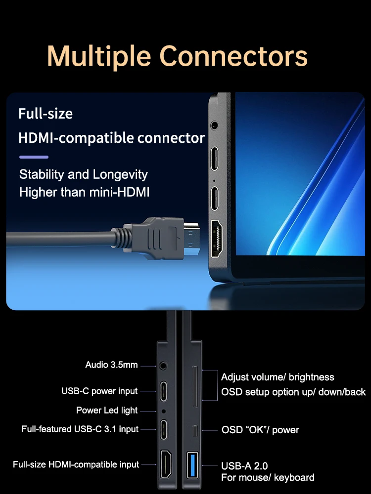 Damrapt 15.6 ''4K OLED จอภาพแบบพกพา 16:10 500 Nits โลหะภายนอกสําหรับ PC Mini PC แล็ปท็อปโทรศัพท์สวิทช์ PS5 Xbox MacBook