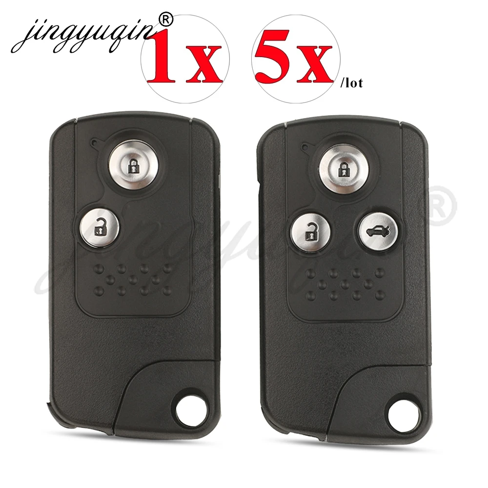 jingyuqin 1/5pcs Smart Remote Car Key Shell Case Fob for Honda CRV Fit Civic Accord 8th Spirior Crosstour 2009-2016 2/3 Buttons