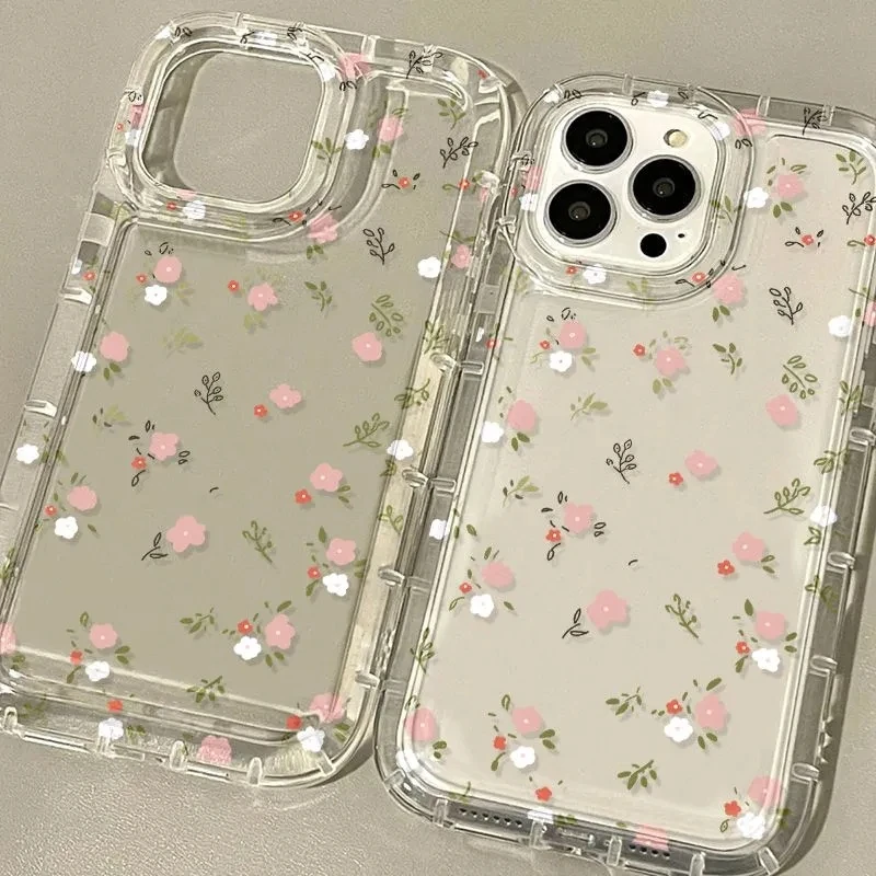 Flower Phone Case for IPhone 15 Case IPhone 11 12 13 14 15 Pro Max X XR XS Max 7 8 Plus SE2 Shockproof Bumper Soft Clear Cover