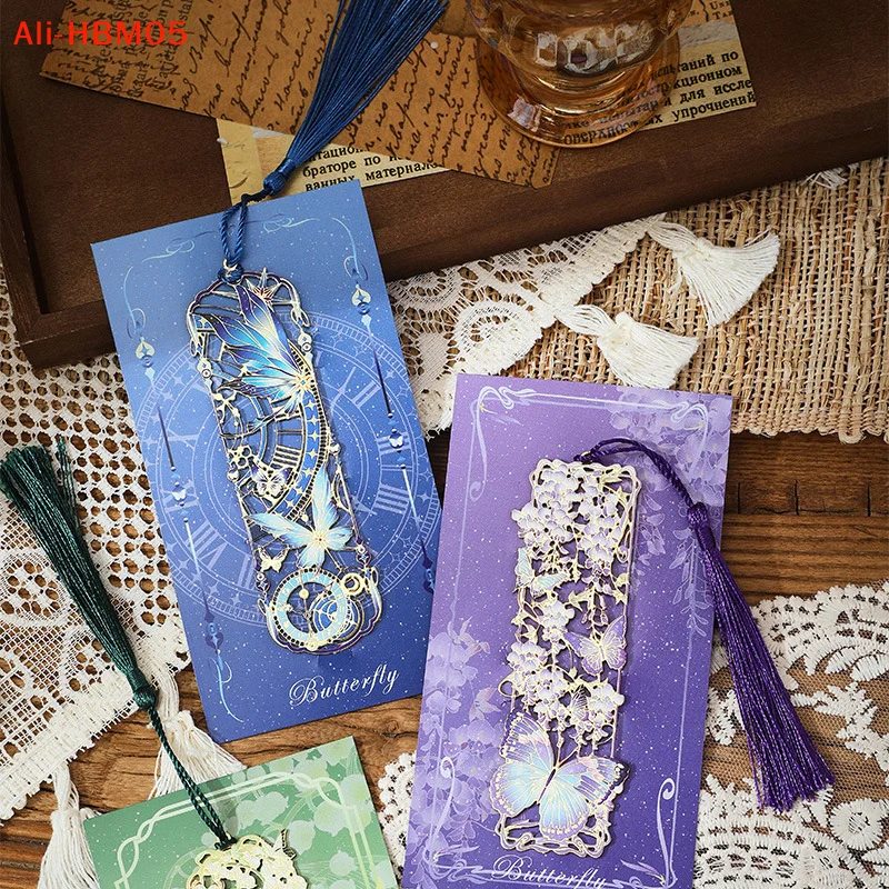 (HB05)Chinese Style Tassel Hollow Butterfly Metal Bookmark Gift For Student Teacher Reading Page Clip Bookmark Book Accessory