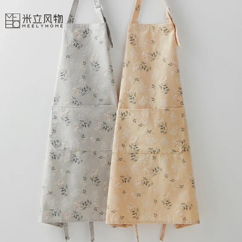 

Cotton and Linen Apron Kitchen Household Cooking Overalls Breathable Apron Waist Sleeveless Smock Women's Anti-fouling