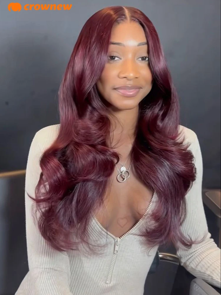 

34 Inch Lace Front Wig Human Hair 13X4 Body Wave Human Hair Wigs 99J Burgundy 13x6 HD Lace Frontal Human Hair Wig Pre Plucked