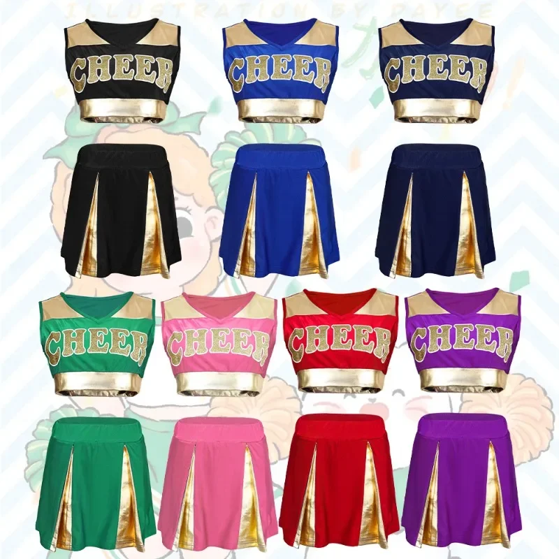 

Cheerleading Cosplay Costume Dance Performance Clothing for Women Cheering Team Stylish Competition Outfits with Short Skirt