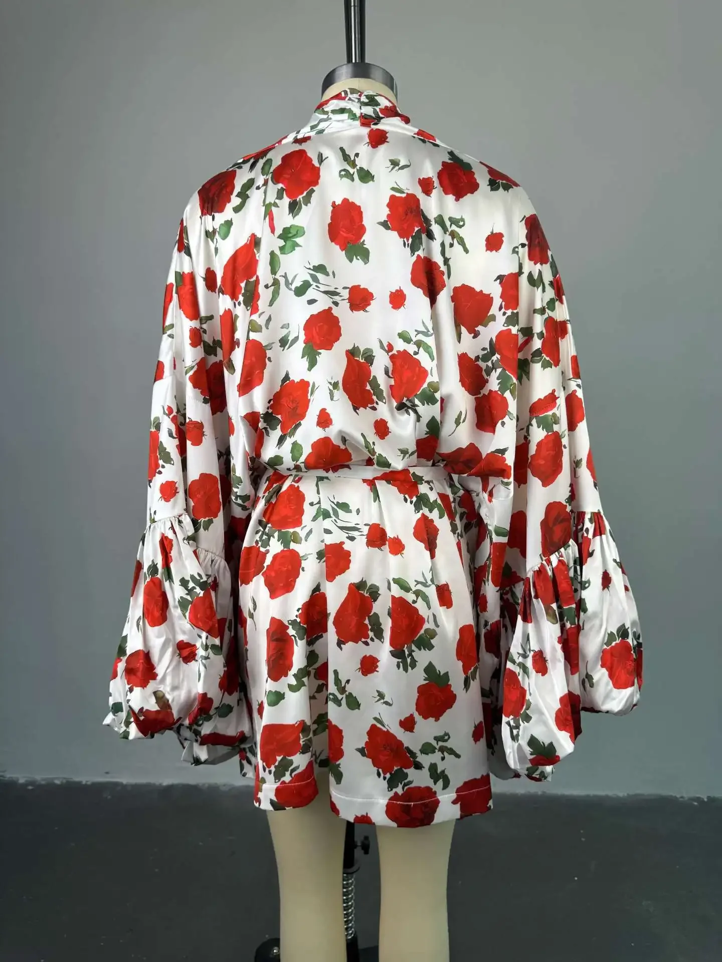 Fdey Fashion Sexy Lace-Up Dress Women Contrast Long Sleeve Printed Patchwork Loose Mini Dress Female V-Neck Party Dresses 2025