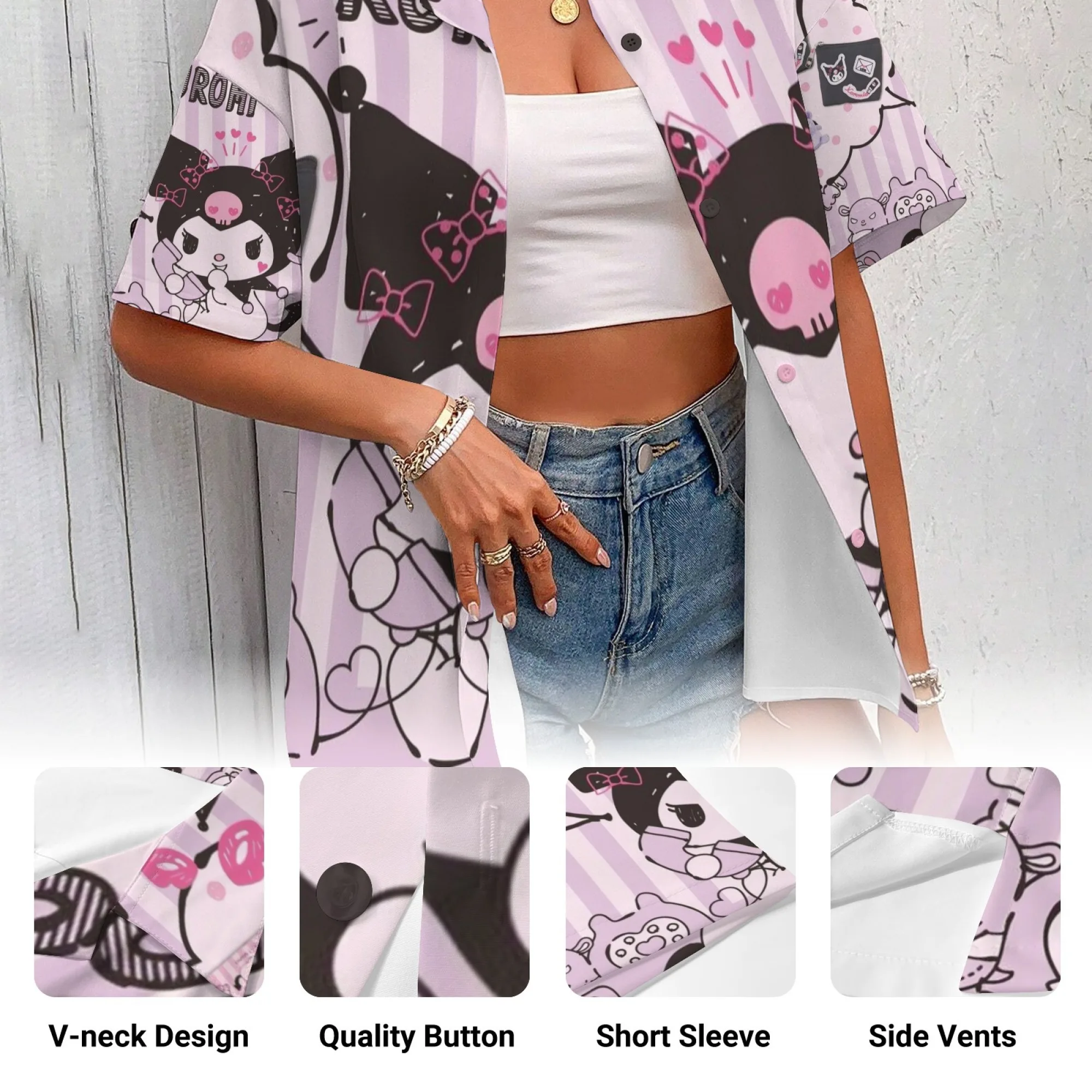 Рубашка Куроми, женская одежда, рубашка Куроми, топ унисекс с длинными рукавами, женский корейский отзыв, одежда для многих девочек, женская футболка