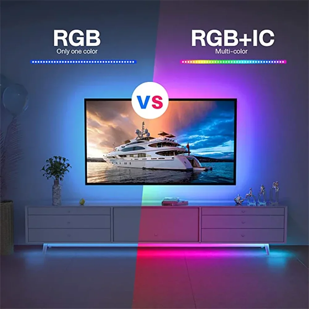 APP Control Color Changing 5050 RGBIC Led Light USB LED Strip High Density Flexible String Adhesive Led Ribbon for TV Backlight