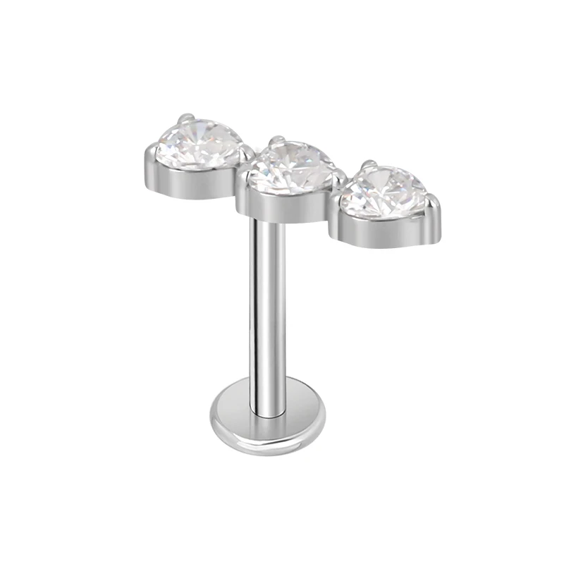 Titanium Ear Studs Earrings with CZ Paved Top