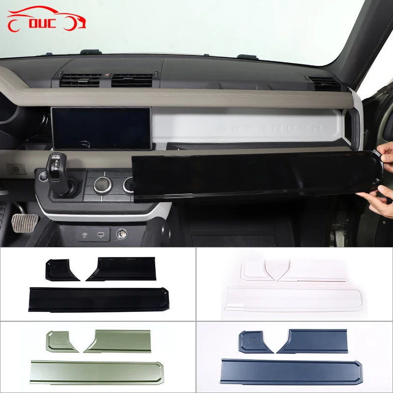 

3Pcs Car Glossy Black Center Console Dashboard Panel Decorative Cover Trim Accessories For Land Rover Defender 90 110 2020-2023