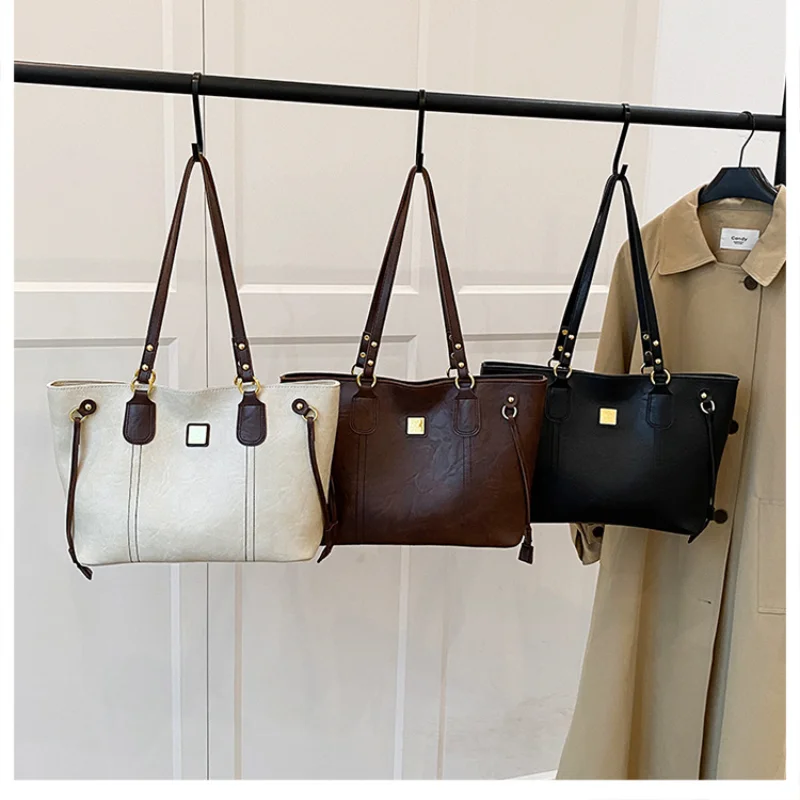 

2025 веганская кожаная большая сумка подмышки для женщин, просторный кошелек на плечо, регулируемый ремень через плечо, летняя рабочая сумка для поездок на работу