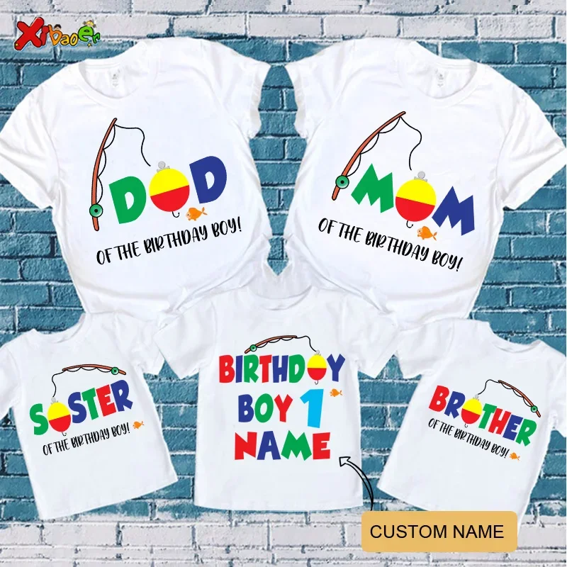 Funny Fishing Colored Letters Family Matching Outfits  Mother Father Daughter Son Tshirt Kids Birthday Arty Custom Name T-Shirt