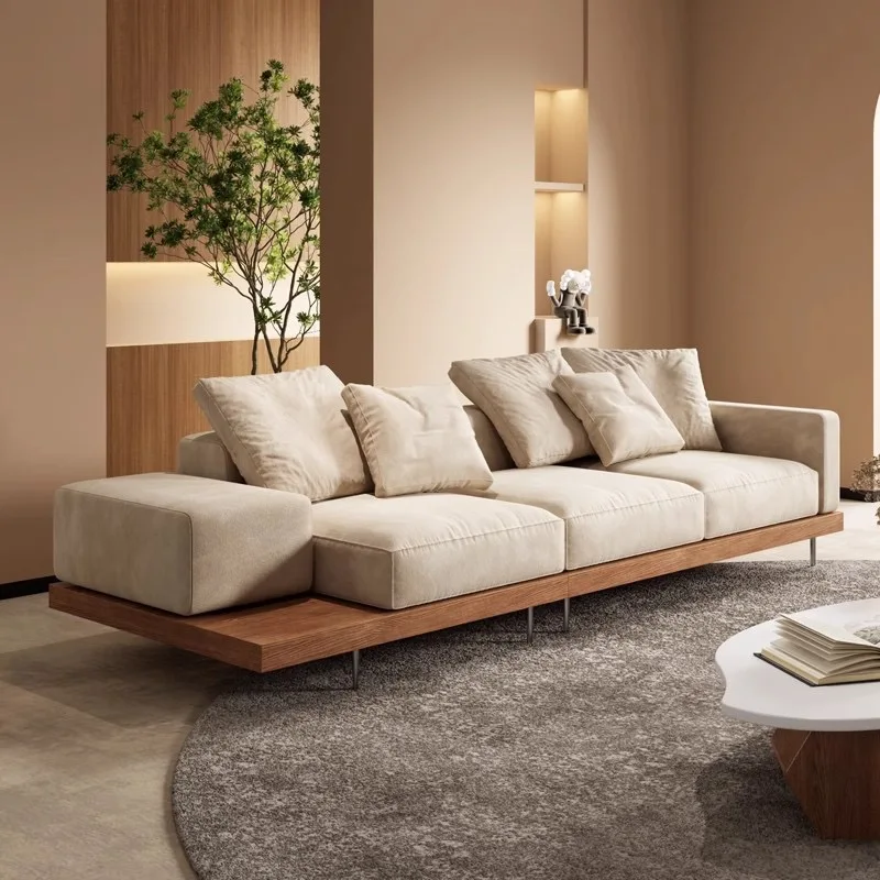 &S Solid Wood Sofa Log Style Modular Design Lightweight Luxury with Simple Combination for Home Filled Sponge-for Villas*