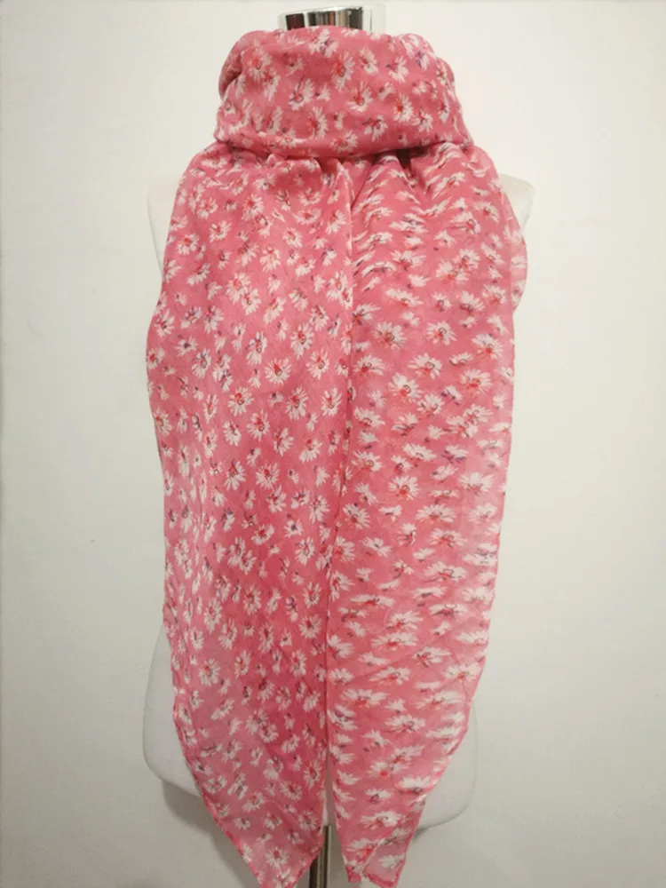 جديد أقحوان الأوشحة للنساء لينة وشاح طويل سنود الحجاب ديزي وشاح البوق زهرة وشاح طويل رائجة البيع الأزهار باندانا #3