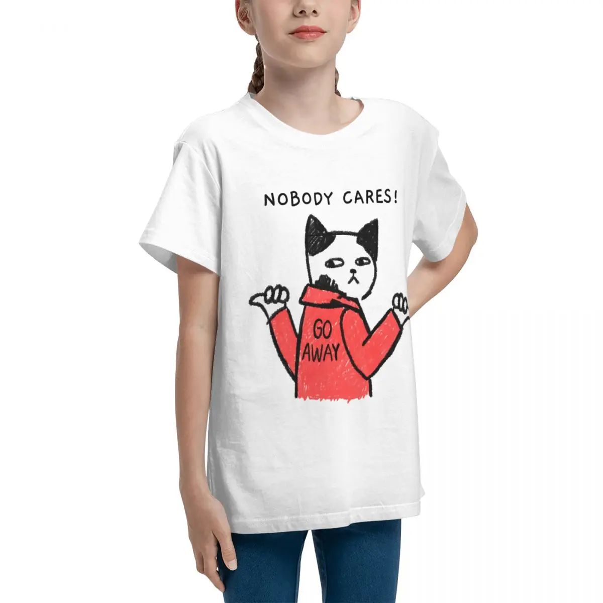 Adolescents Nobody Cares Go Away For Sale Basic Short Sleeve T-Shirt Funny Joke Round neck Tees Casual Graphic High grade