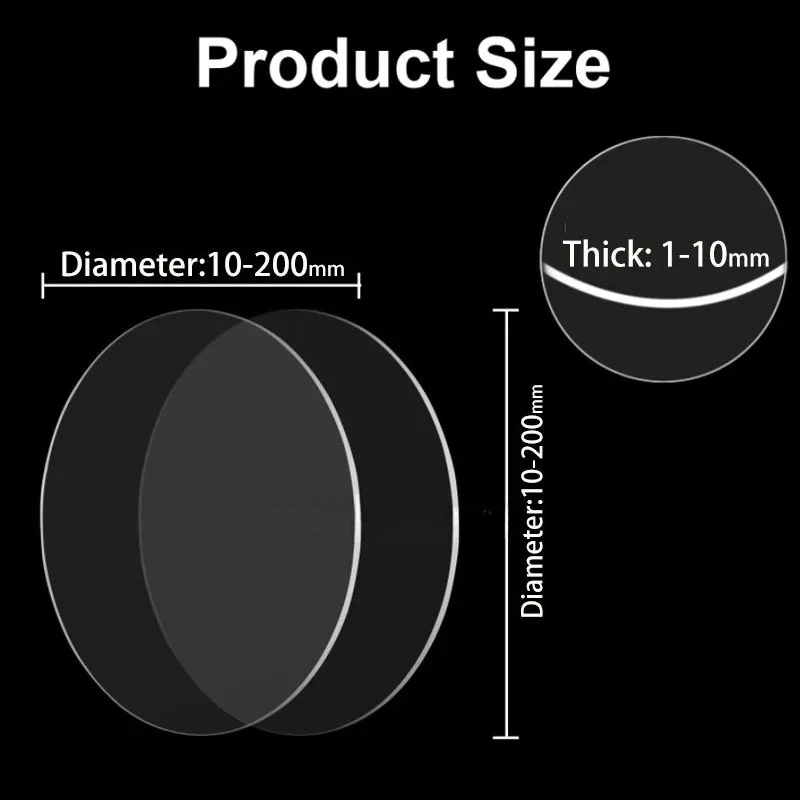 Thick 1-10mm Acrylic Discs Plate Clear Plexiglass Plastic Circular Sheet Transparent Organic Glass Board Diameter 10~250mm