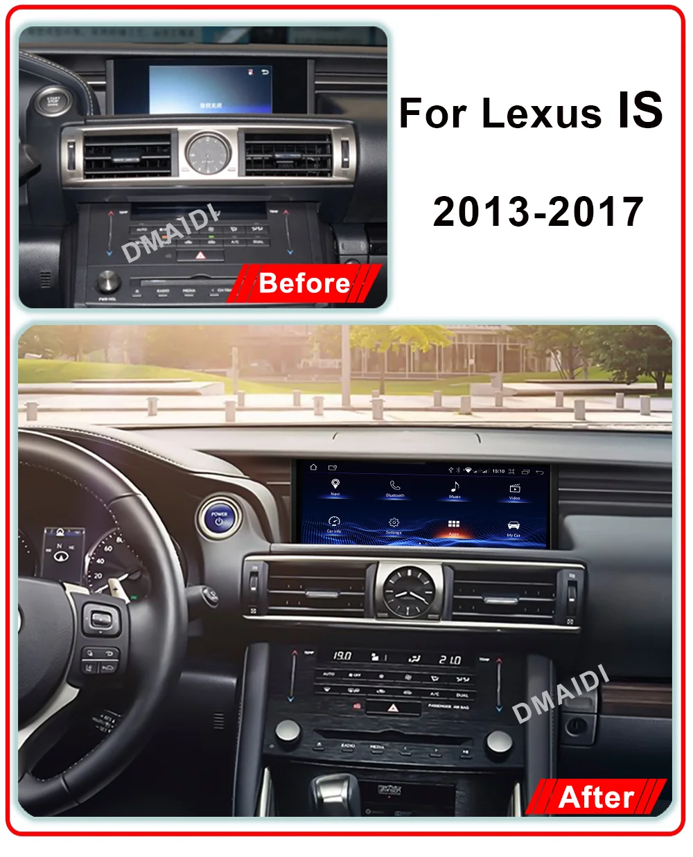 Navigation For Lexus IS 200 250 300 350 200t 300 2013-2017 Car Multimedia Video Player CarPlay 10.25inch Android 12 8+128G WIFI