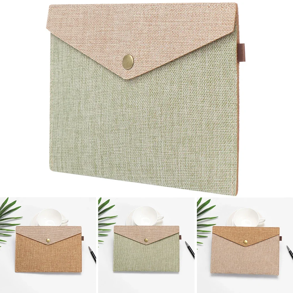 Simple A4/A5 Elegant Big Capacity Document Bag Imitation Linen Canvas Felt File Bag Briefcase File Folders Office Paper Holder