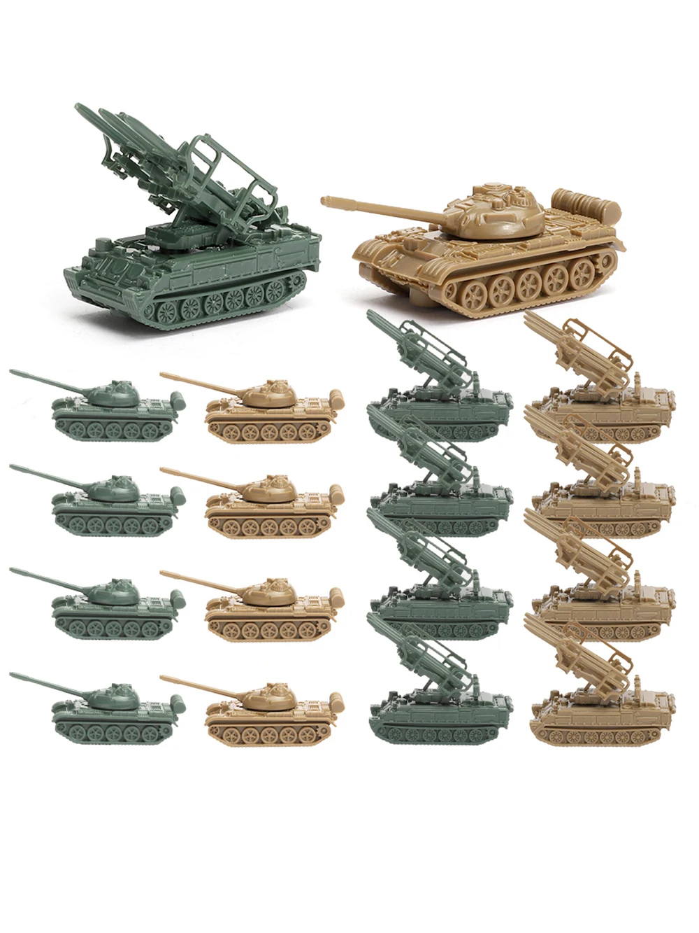 ViiKONDO Toy Tank Model Kit 16pcs 1/144 Scale SU SA-6 Air Defense Missile VS China Type 59 Medium Military Vehicle Army Men Gift