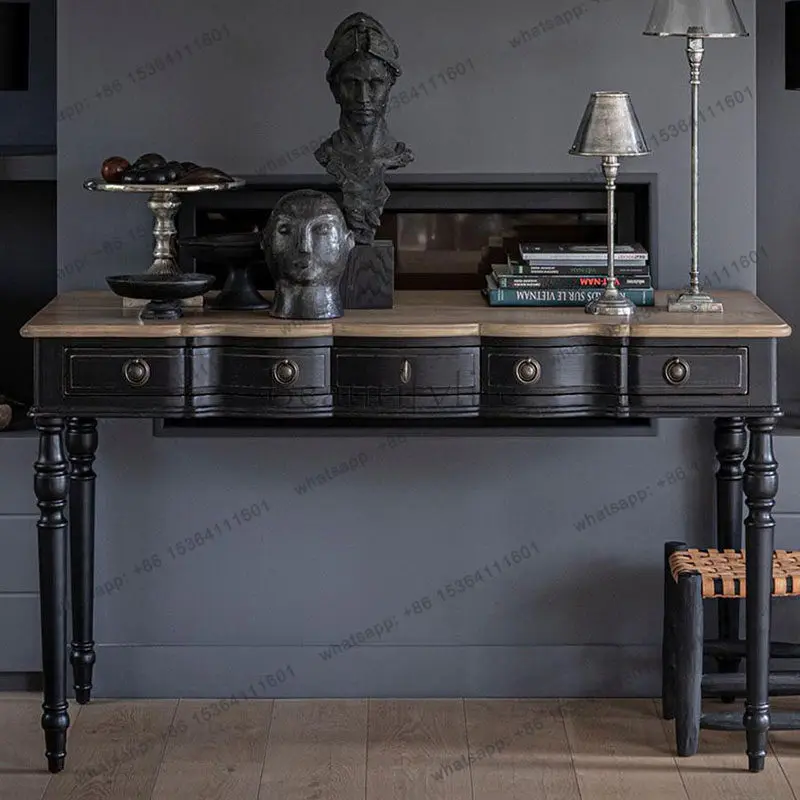 

Французский антикварный письменный стол из массива дерева для дома, кабинета или офиса, длинный стол