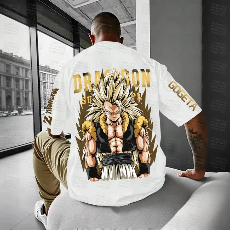 Dragon Ball 2025 novedad de verano, camiseta para hombre, versión holgada de calle, ropa informal con estampado de Anime, Top de manga corta Harajuku de gran tamaño