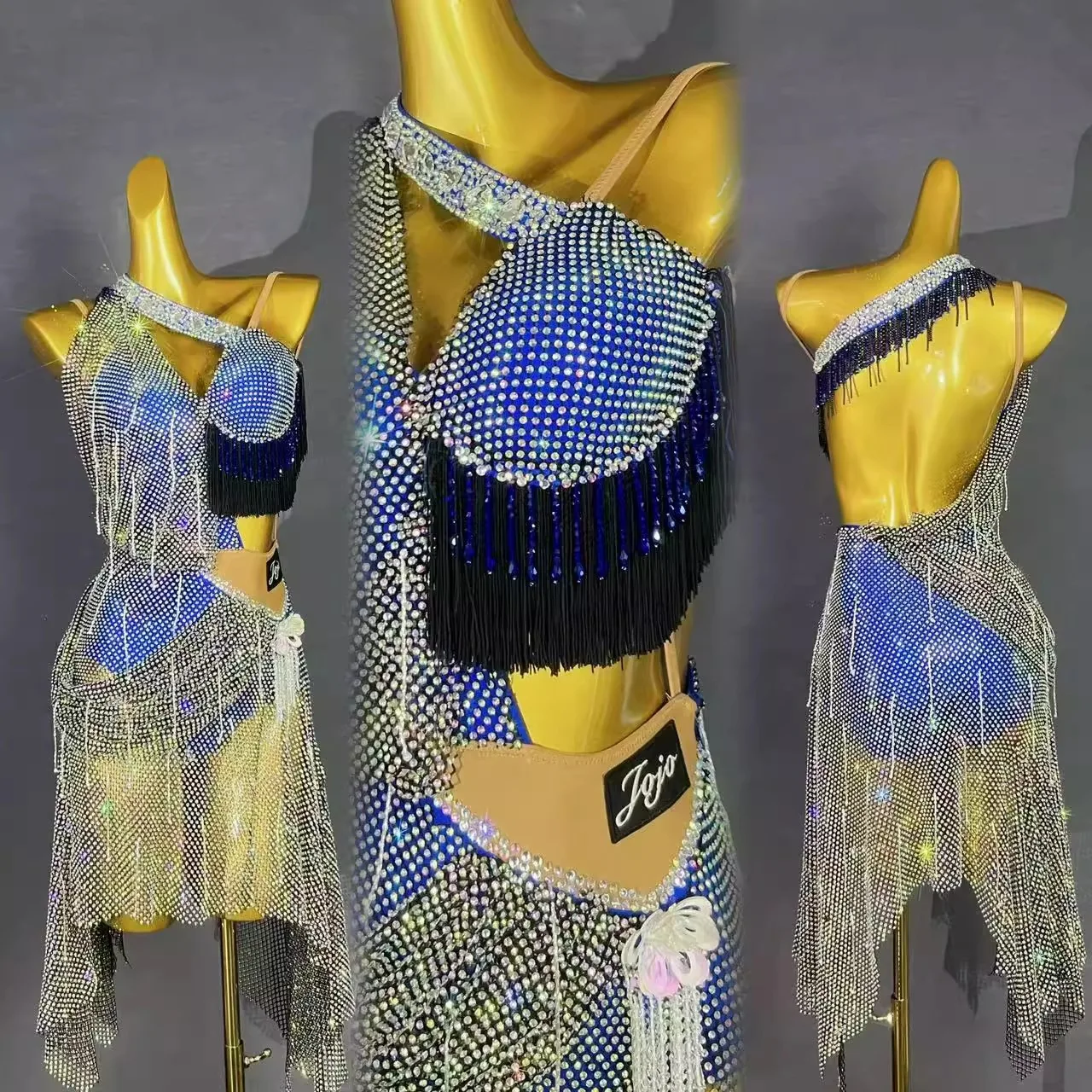 

Конкурс латинских танцев для женщин, взрослых и детей, элитное индивидуальное платье для выступлений с наклонными плечами и полой спинкой для самбы