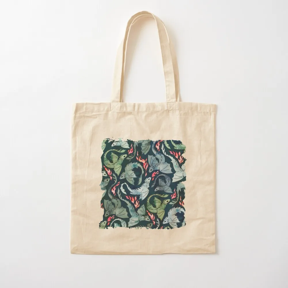 

Dragon fire dark blue & green Tote Bag the tote bag canvas shopping bag Canvas Tote