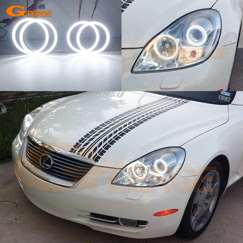 

For Lexus SC 430 SC430 2005 2006 2007 2008 2009 2010 Ultra Bright SMD LED Angel Eyes Halo Rings Kit Day Light