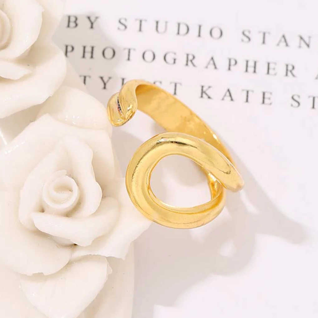 CHENGXUN Design Sense Irregular Geometric Opening Ring For Women Adjustable Gothic Gold Plated Party Girl's Fingers Mother Day