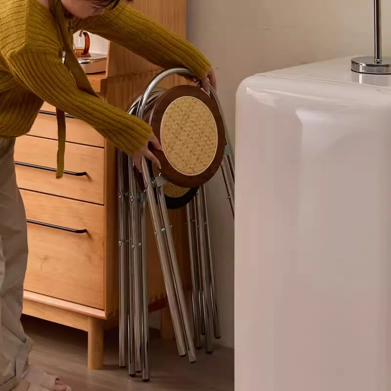 

Rattan retro folding chair small apartment household does not take up space